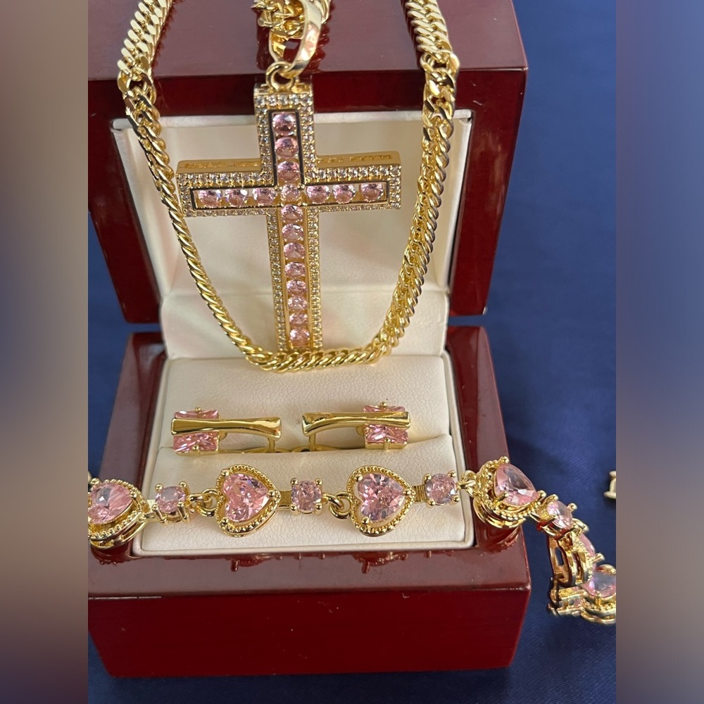 Gold and Pink Jewelry Set